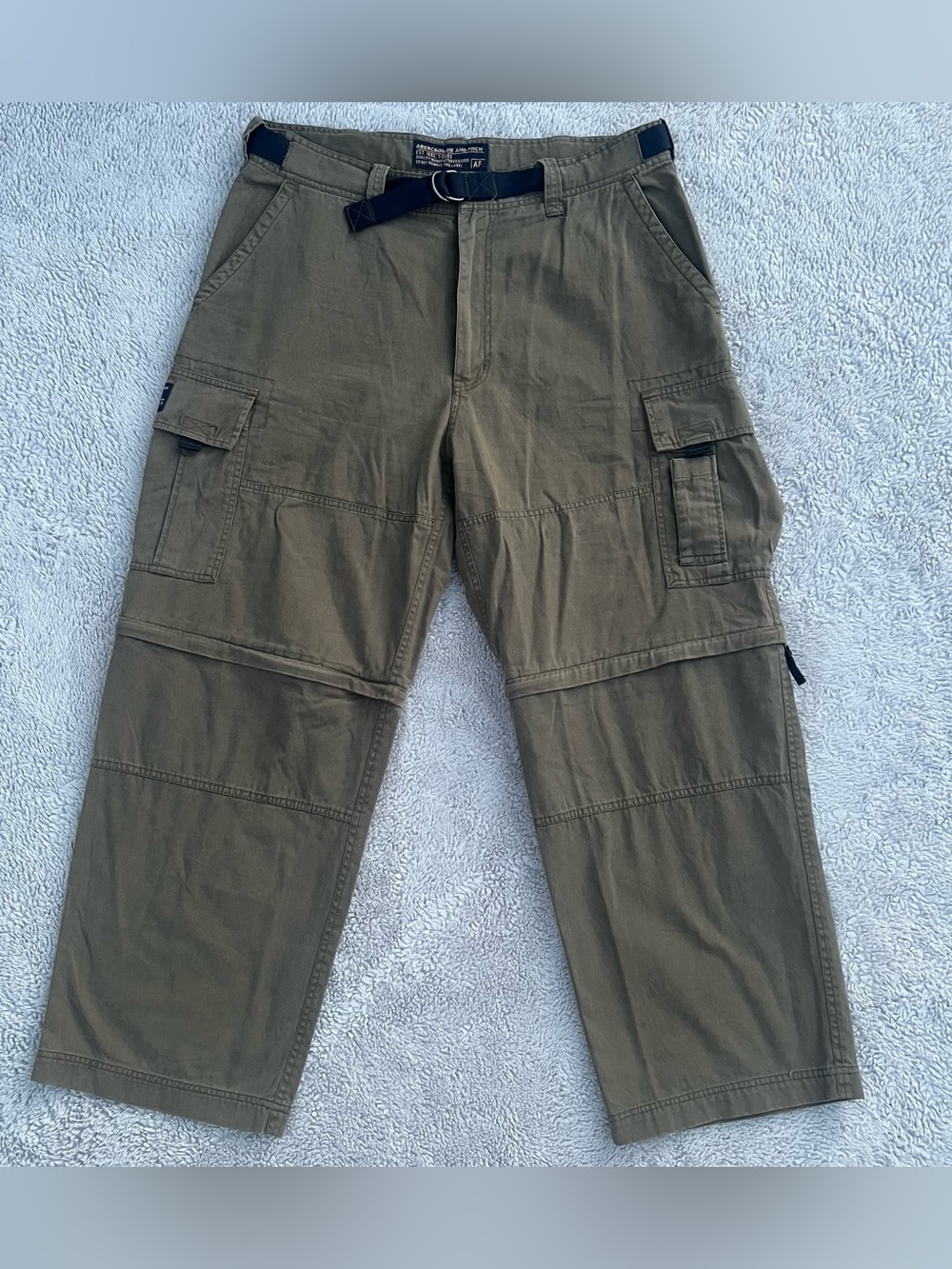 Abercrombie & Fitch Men’s Paratrooper Convertible Cargo Pant Baggy Green XL Y2K